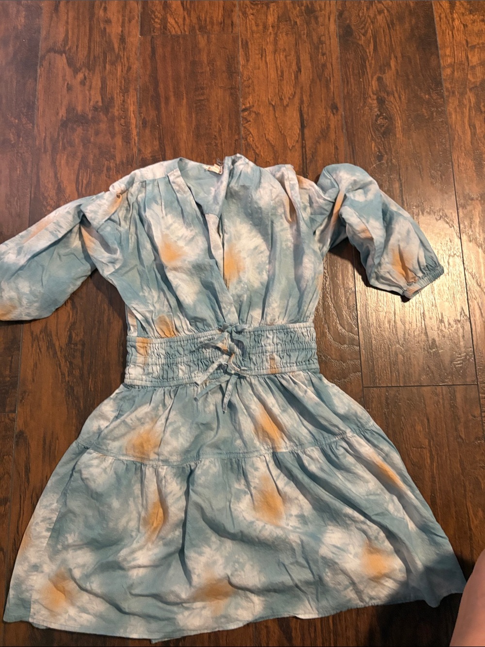 Elan Light Blue Tie-Dye Smocked Waist dress small